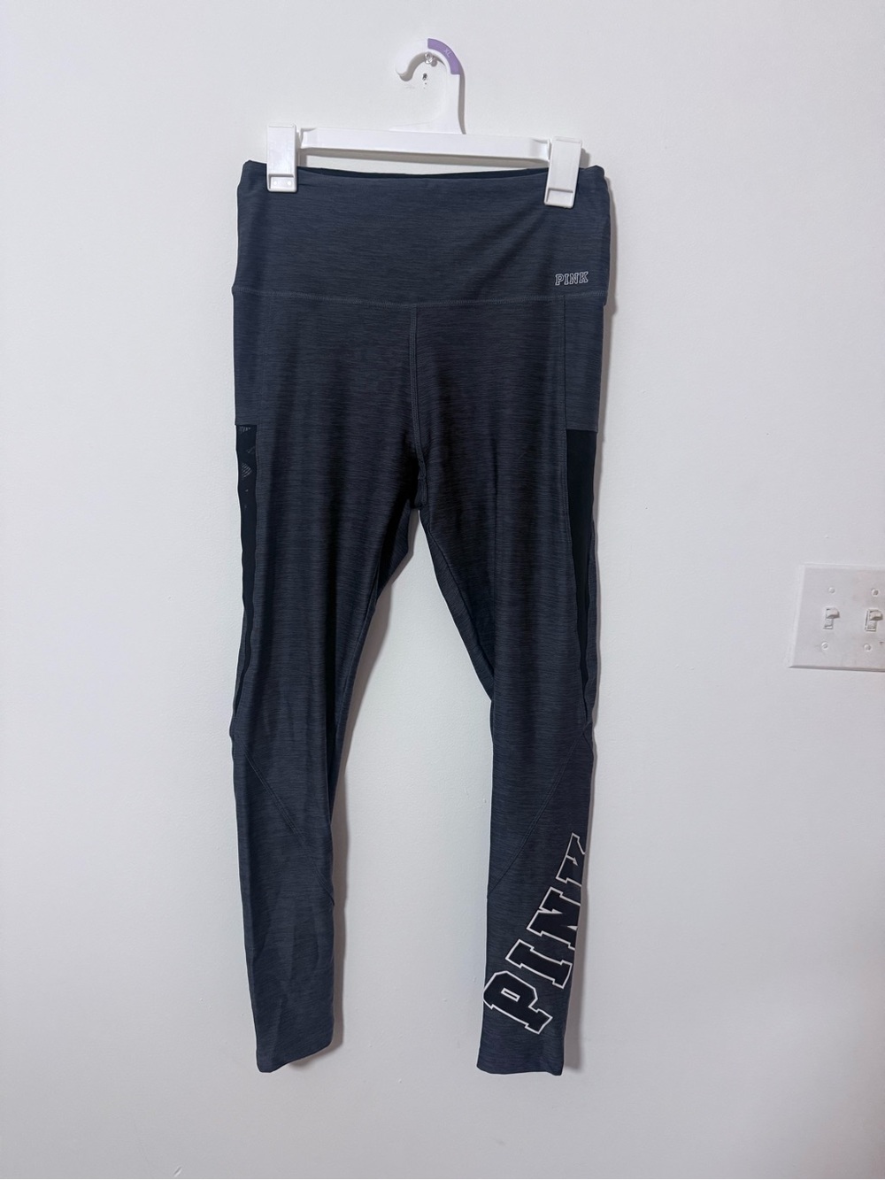 PINK Black High-Rise Athletic Leggings with Logo
